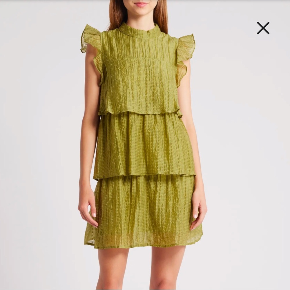 NWT‎ Mila Mae Ruffle Layered Olive Mini Dress / Nordstrom